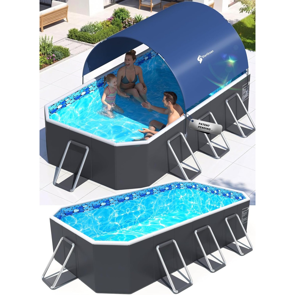 StarOcean Foldable Non-Inflatable Pool with Canopy